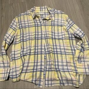 Treasure & Bond Yellow and Blue Plaid Shirt